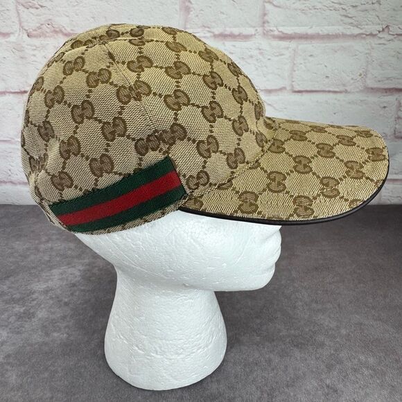 Gucci Classic Web GG Khaki Monogram Cap Hat Small - Picture 1 of 12